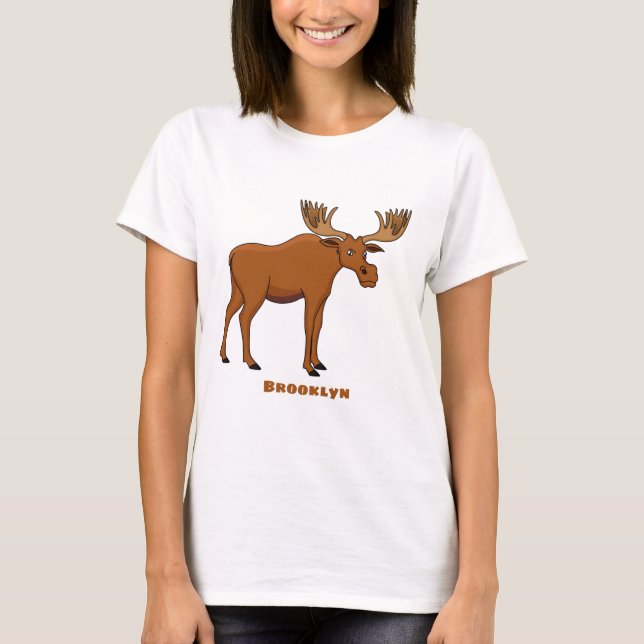 Funny moose cartoon illustration T-Shirt (Front)