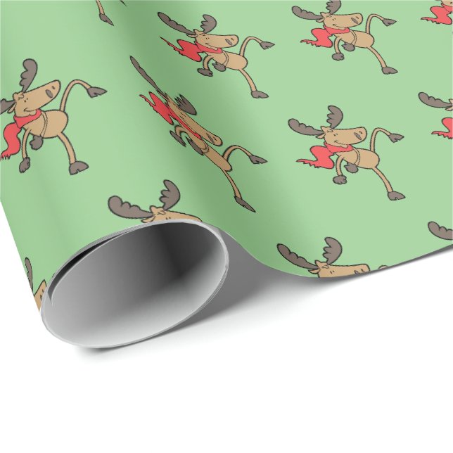 Funny Moose Christmas Holiday Gift Wrap (Roll Corner)