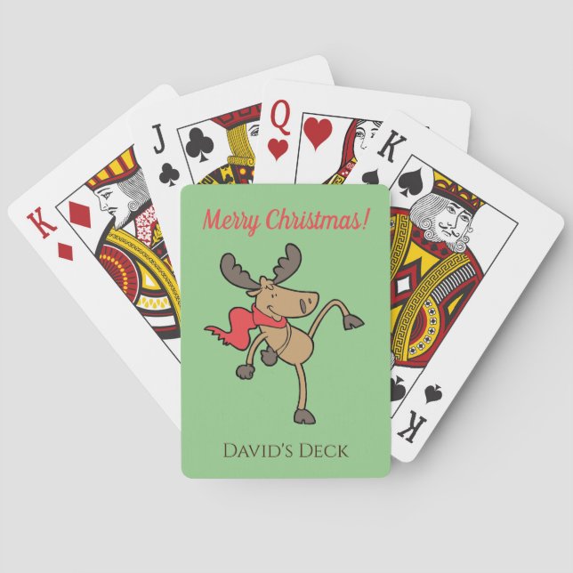 Funny Moose Christmas Holiday Playing Cards (Back)