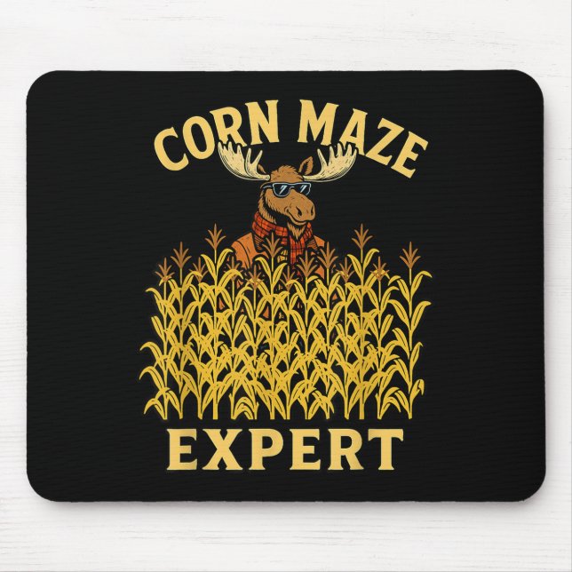 Funny Moose Corn Maze Expert Fall Kids Halloween R Mouse Pad (Front)