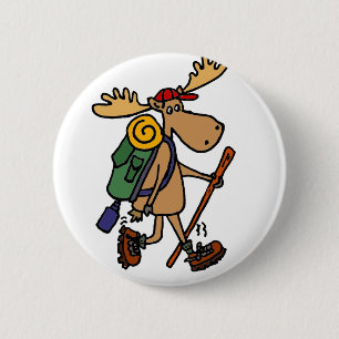 Funny Moose Hiker 2 Inch Round Button