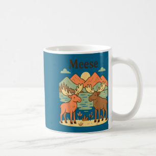 Funny moose meese cute nature wildlife animal kids coffee mug