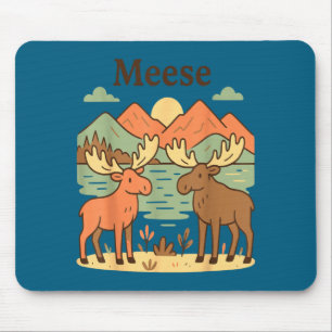 Funny moose meese cute nature wildlife animal kids mouse pad