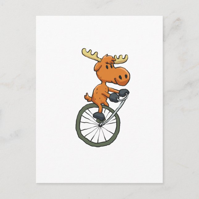 Funny Moose on monocycle | choose background colou Postcard (Front)