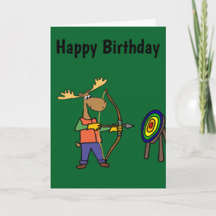 Funny Moose Practicing Archery Card