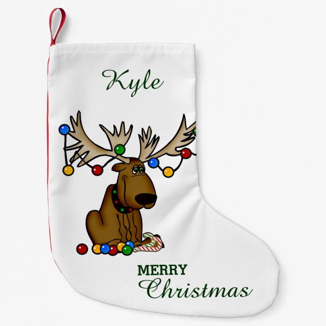 Funny Moose Small Christmas Stocking (Front)