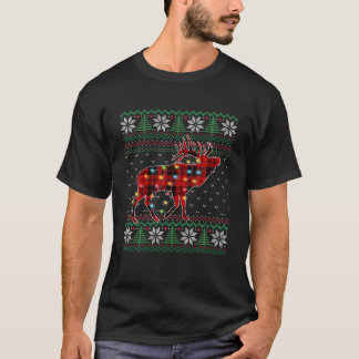 Funny Moose Ugly Sweater Christmas Lights Animals