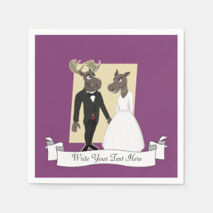Funny Moose Wedding Cartoon Napkin