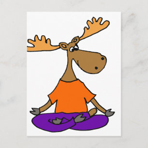 Funny Moose Yoga Art Postcard