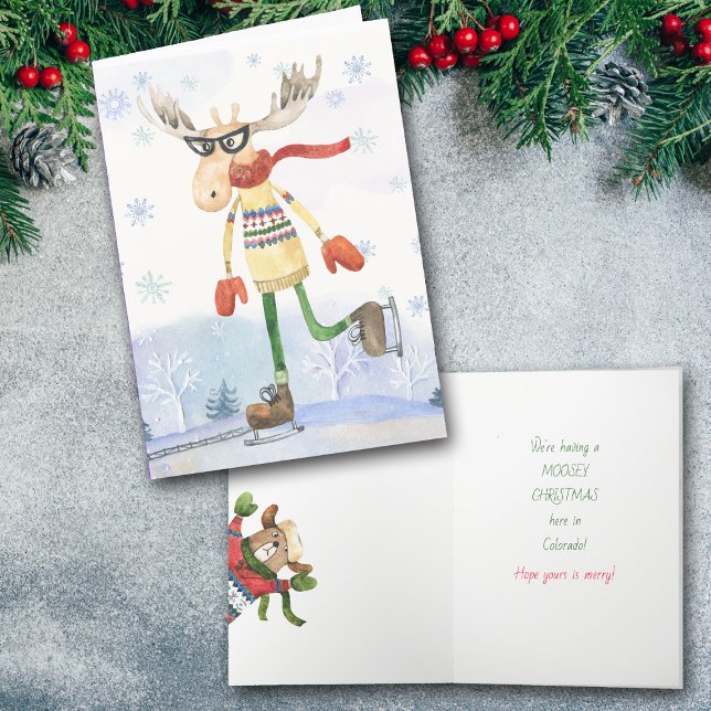 Funny Moosey Colorado Christmas Greeting Card (Creator Uploaded)