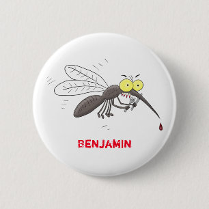 Funny mosquito insect cartoon illustration 2 inch round button
