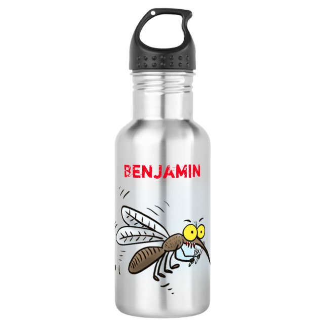 Funny mosquito insect cartoon illustration 532 ml water bottle (Front)