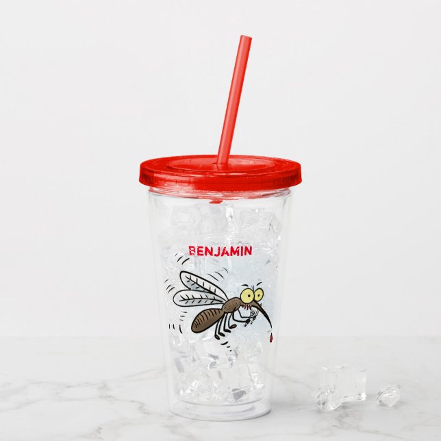 Funny mosquito insect cartoon illustration acrylic tumbler (Back Ice)