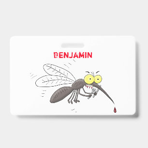 Funny mosquito insect cartoon illustration badge