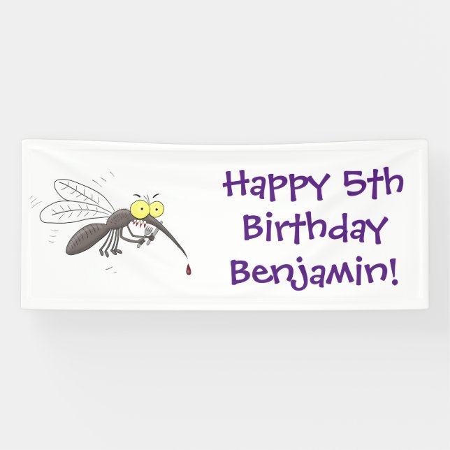 Funny mosquito insect cartoon illustration banner (Horizontal)
