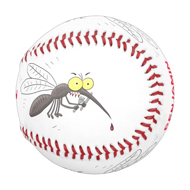 Funny mosquito insect cartoon illustration baseball (Front Right)