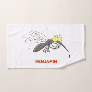 Funny mosquito insect cartoon illustration bath towel set