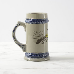 Funny mosquito insect cartoon illustration beer stein