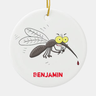 Funny mosquito insect cartoon illustration ceramic ornament