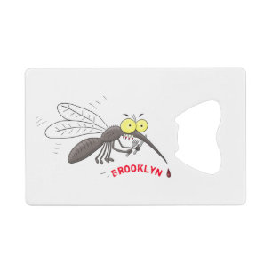 Funny mosquito insect cartoon illustration credit card bottle opener