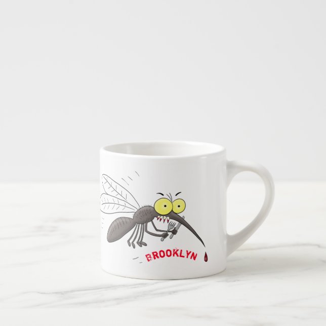 Funny mosquito insect cartoon illustration espresso cup (Right)