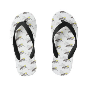 Funny mosquito insect cartoon illustration kid's flip flops