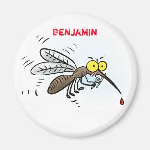 Funny mosquito insect cartoon illustration magnet