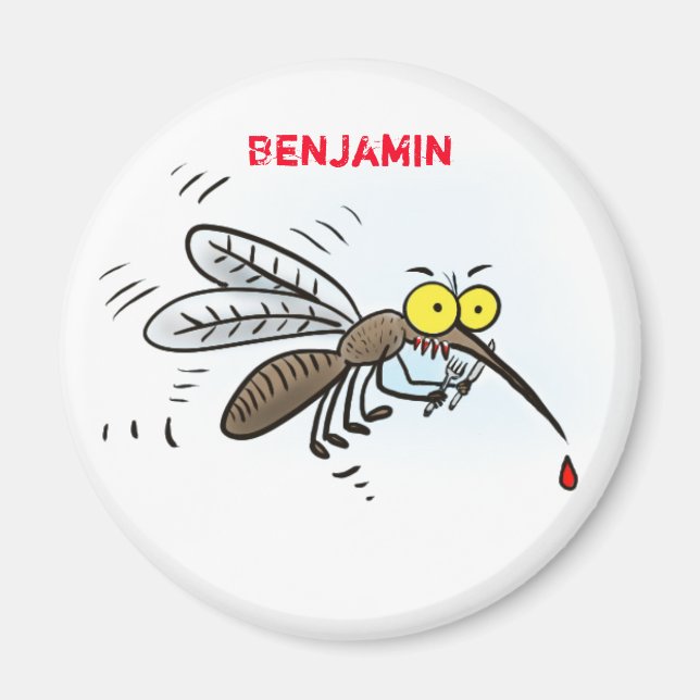 Funny mosquito insect cartoon illustration magnet (Front)