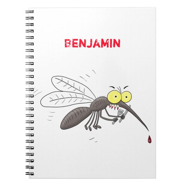 Funny mosquito insect cartoon illustration notebook (Front)