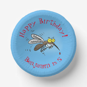 Funny mosquito insect cartoon illustration paper plate