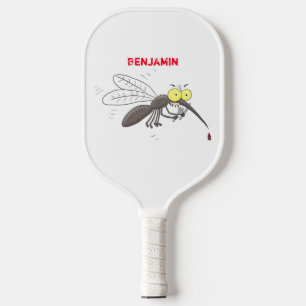 Funny mosquito insect cartoon illustration  pickleball paddle