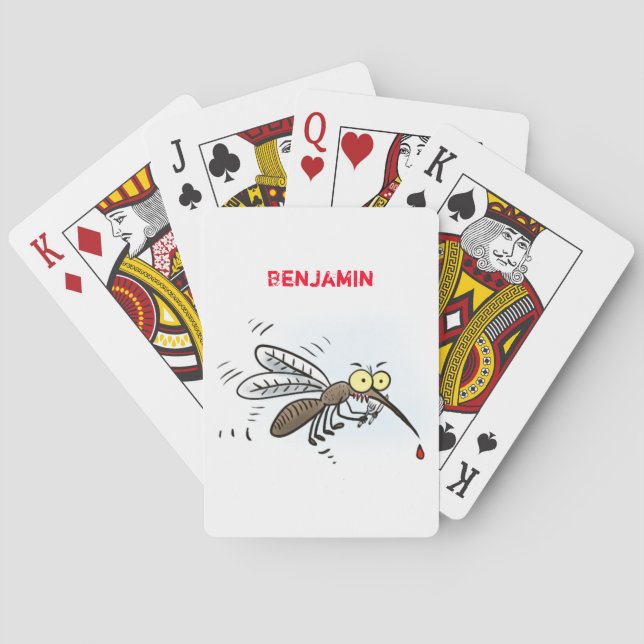 Funny mosquito insect cartoon illustration playing cards (Back)