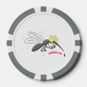 Funny mosquito insect cartoon illustration poker chips