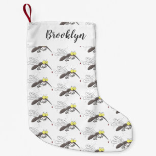 Funny mosquito insect cartoon illustration small christmas stocking