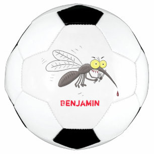 Funny mosquito insect cartoon illustration soccer ball