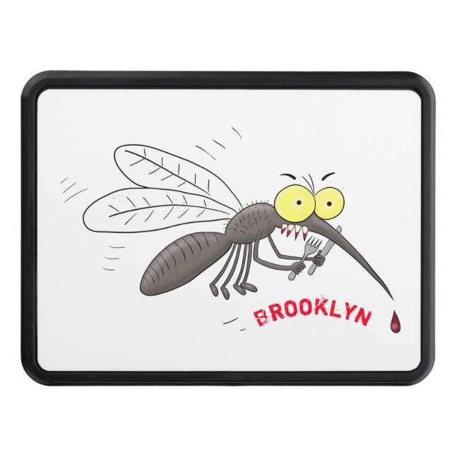 Funny mosquito insect cartoon illustration trailer hitch cover (Front)