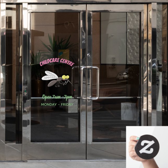 Funny mosquito insect cartoon illustration window cling (Office Door)