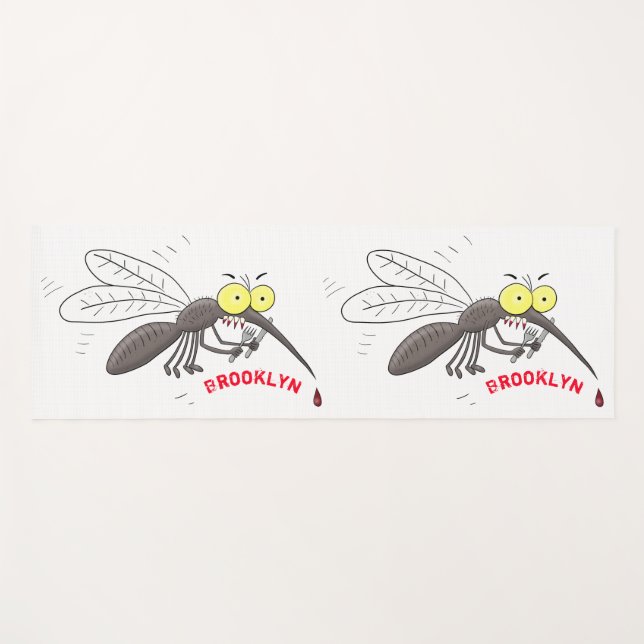 Funny mosquito insect cartoon illustration yoga mat (Front (Horizontal))