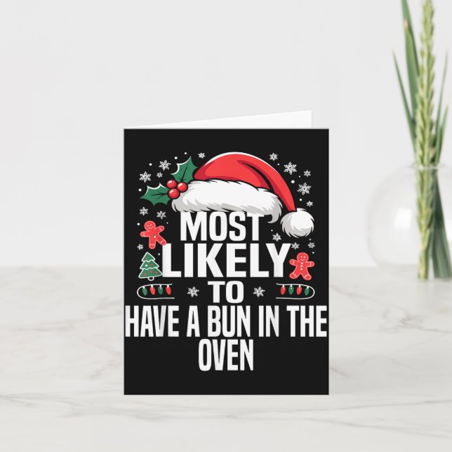 Funny Most Likely To Christmas Family Pajama Match Card (Front)
