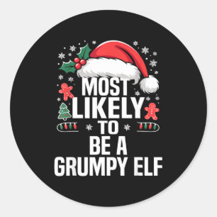 Funny Most Likely To Christmas Family Pajama Match Classic Round Sticker