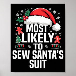 Funny Most Likely To Christmas Family Pajama Match Poster