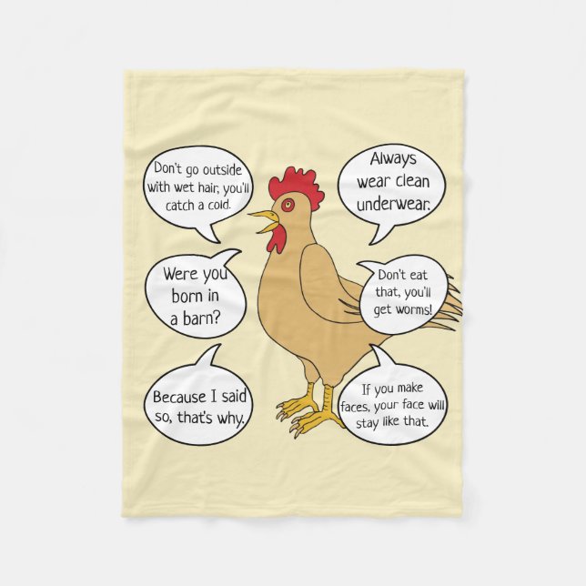 Funny Mother Hen Advice MoM Fleece Blanket (Front)