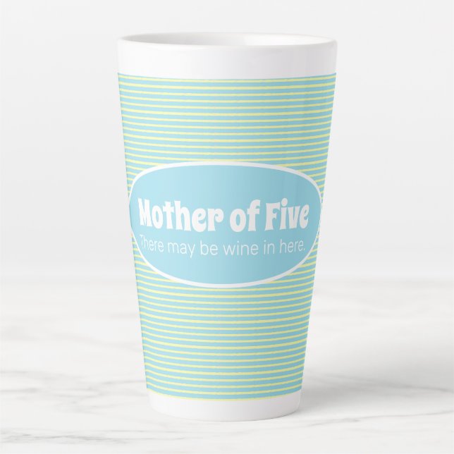 Funny Mother of Big Family Pastel Stripe Custom  Latte Mug (Front)