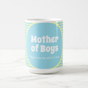 Funny Mother of Boys Pastel Stripes Coffee Mug