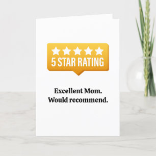 Funny mother's day card Best mom 5 star mother