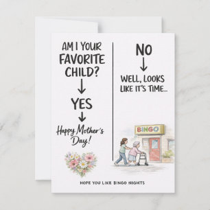 Funny Mothers Day  Favorite Child Sarcastic Gift Card