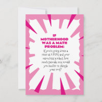 Funny Mother's Day Math Problem Card