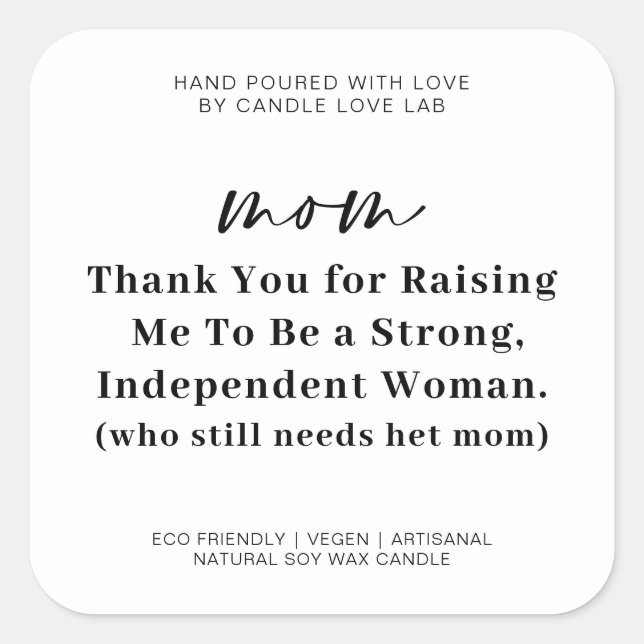 FUNNY MOTHER'S DAY | Mom Candle  Square Sticker (Front)
