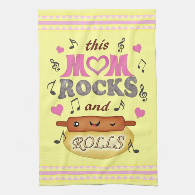 Funny Mother's Day Mom Rocks Mojo Towel (Vertical)
