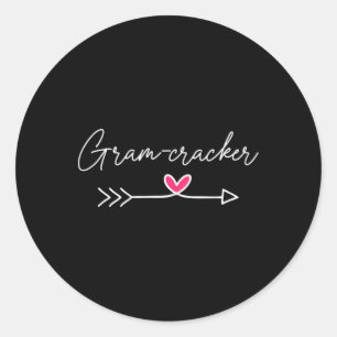 Funny Mothers Day Shirt Cute Pink Arrow Heart Gram Classic Round Sticker